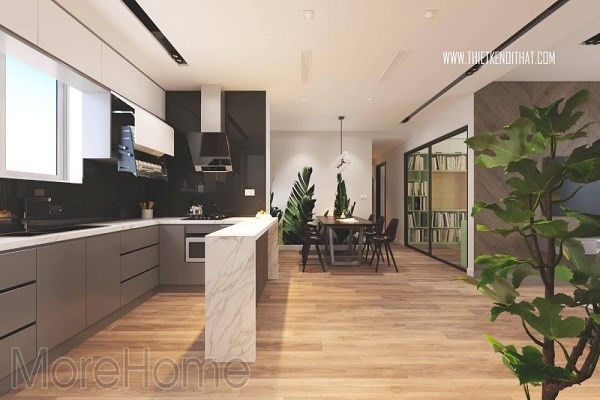  Mẫu đá tủ bếp nhân tạo chung cư Season Avenue hiện đại