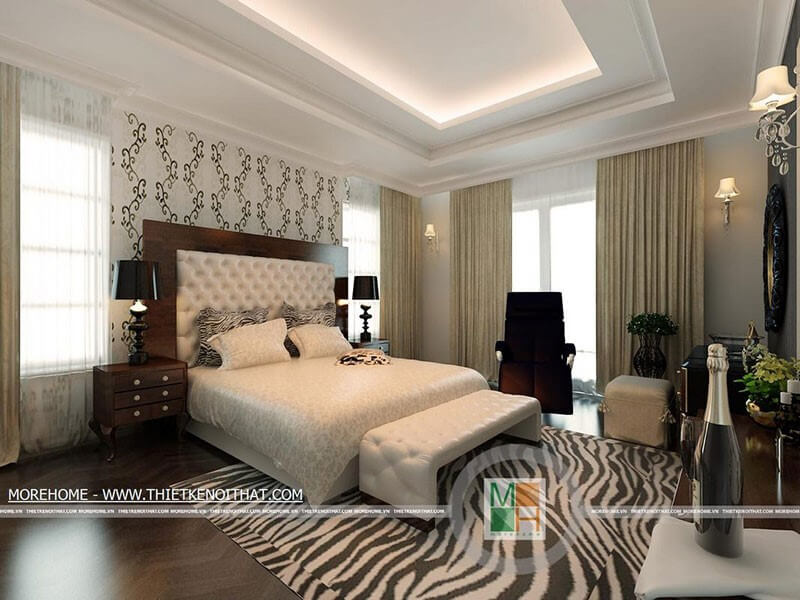 Thiết kế nội thất phòng ngủ tân cổ điển cho không gian biệt thự chung cư Mẫu nội thất biệt thự đẹp