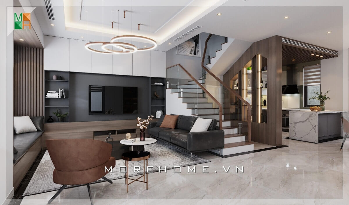Trang trí nội thất phòng khách liền bếp đẹp cho biệt thự, nhà phố, căn hộ cao cấp. Mẫu nội thất biệt thự đẹp