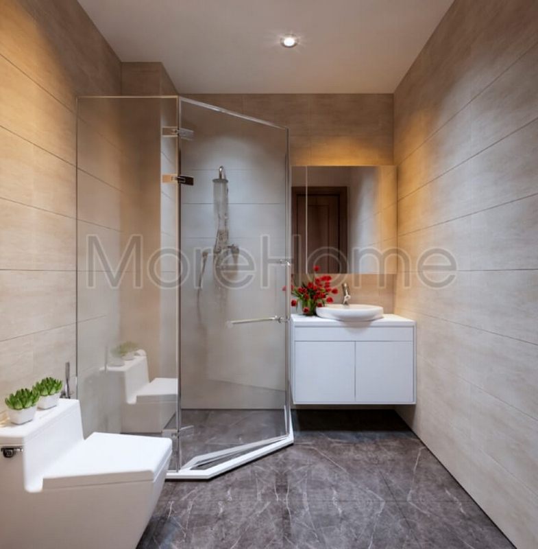 Lựa chọn đá lát nền và tường cho phòng tắm sạch sẽ và ăn gian được diện tích phòng bởi ánh sáng