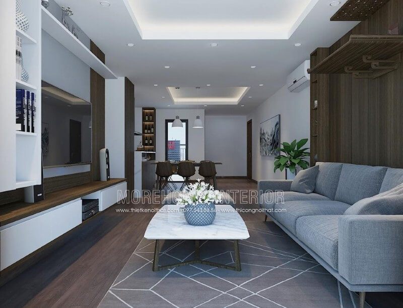 Kệ TV thiết kế trẻ trung hiện đại, chất liệu gỗ công nghiệp được xử lý trơn tru khiến kệ tủ thêm phần đẹp mắt