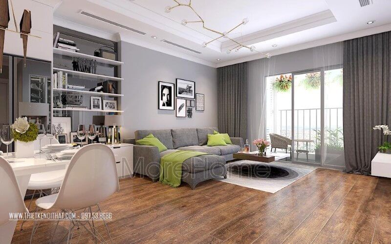 Thiết kế chung cư Park hill hiện đại, kiến trúc sư lựa chọn trang trí thêm bằng những bức tranh treo tường độc đáo và ấn tượng thay vì sử dụng những mảng tường đơn sắc như trong những mẫu thiết kế truyền thống trước đây