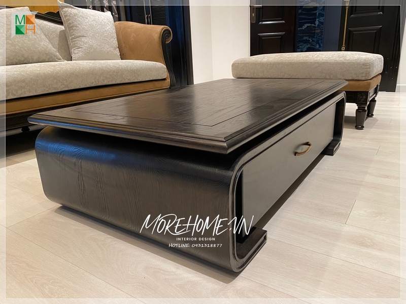 Sofa văng dài không tựa bọc nệm màu nâu phong cách indochine sử dụng thoải mái tiện nghi thẩm mỹ