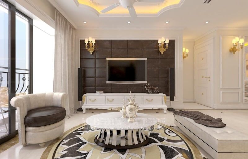 Mẫu bàn trà là sự kết hợp hài hòa giữa mặt bàn gỗ công nghiệp và chân sắt, mang đến sự đồng điệu cho phòng khách.