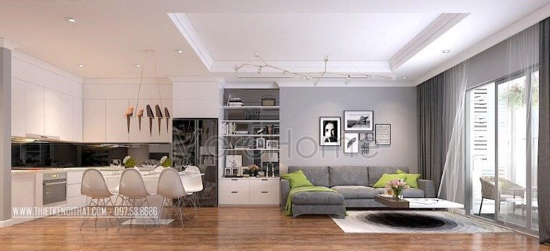 . Tủ bếp chữ L được thiết kế để phù hợp với cả phần bếp nấu và khu vực xơ chế rửa thực phẩm, giúp cho việc nấu nướng và dọn dẹp trở nên dễ dàng hơn.